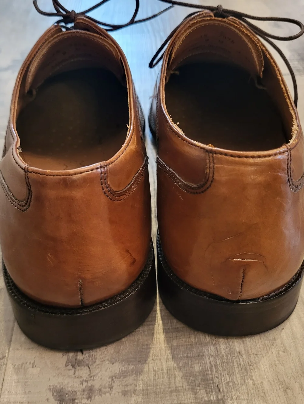 Johnston & Murphy Signature Series Leather Brown Apron Toe Shoes Oxford Size 9